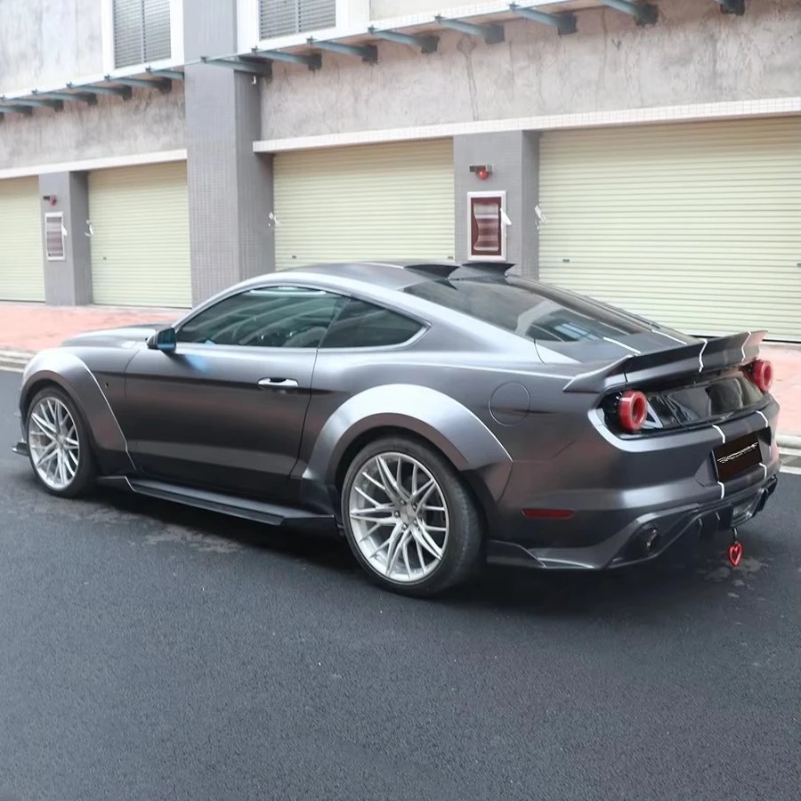 for Mustang Wide Body Kit with New Bumper Side Skirts Rocker Panels Eyebrow Wheel-Fender Flares Black Primming 100% Fit